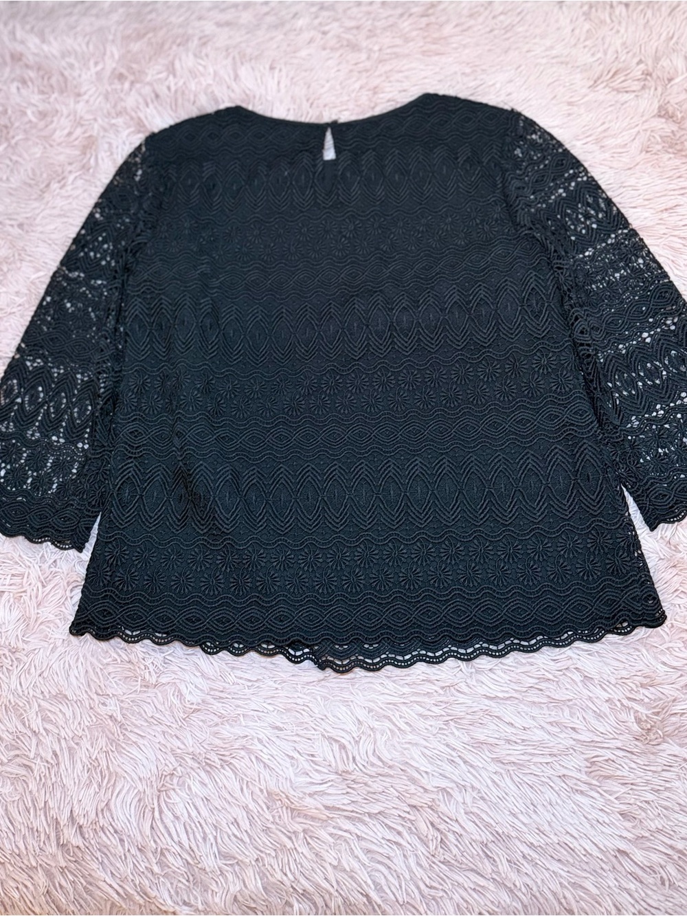 Talbots Black Floral Lace with Crochet Detail Size MP